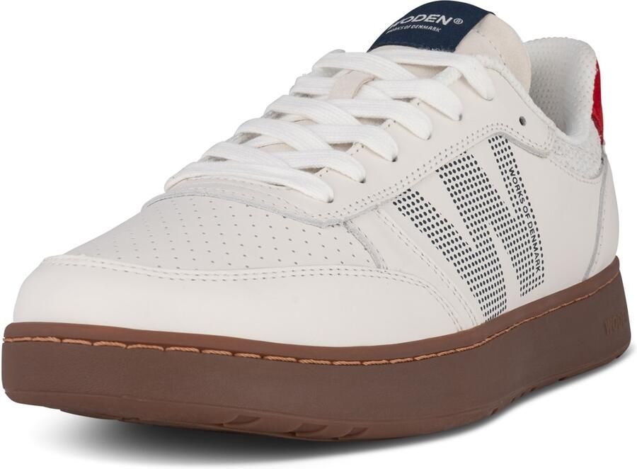 WODEN Sneakers laag lichtbeige rood