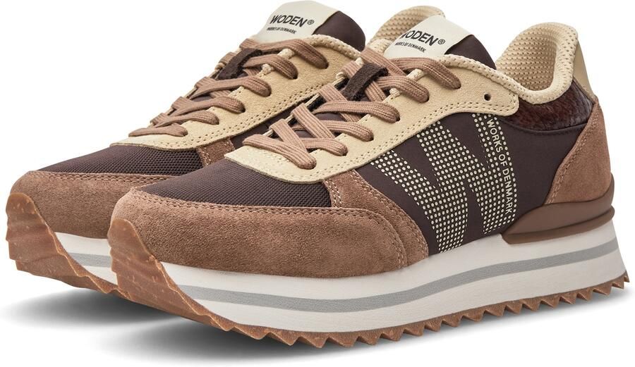 Woden Ronja Plateau Sneakers bruin Suede Dames - Foto 4