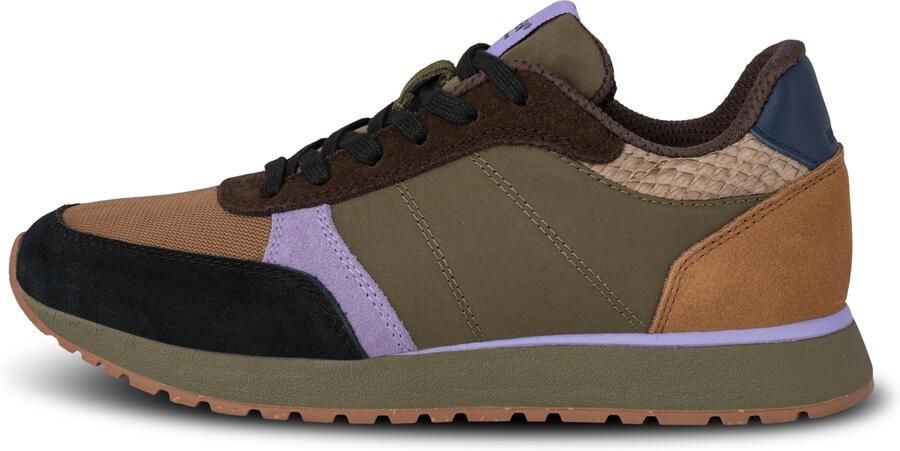 WODEN Sneakers laag 'Ronja' bruin olijfgroen lavendel zwart