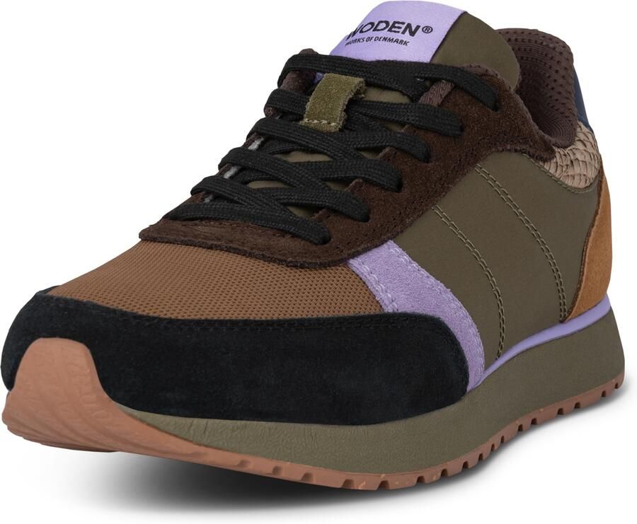 WODEN Sneakers laag 'Ronja' bruin olijfgroen lavendel zwart - Foto 6