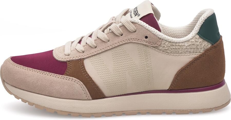 WODEN Sneakers laag 'Ronja' camel chocoladebruin donkergroen donkerroze