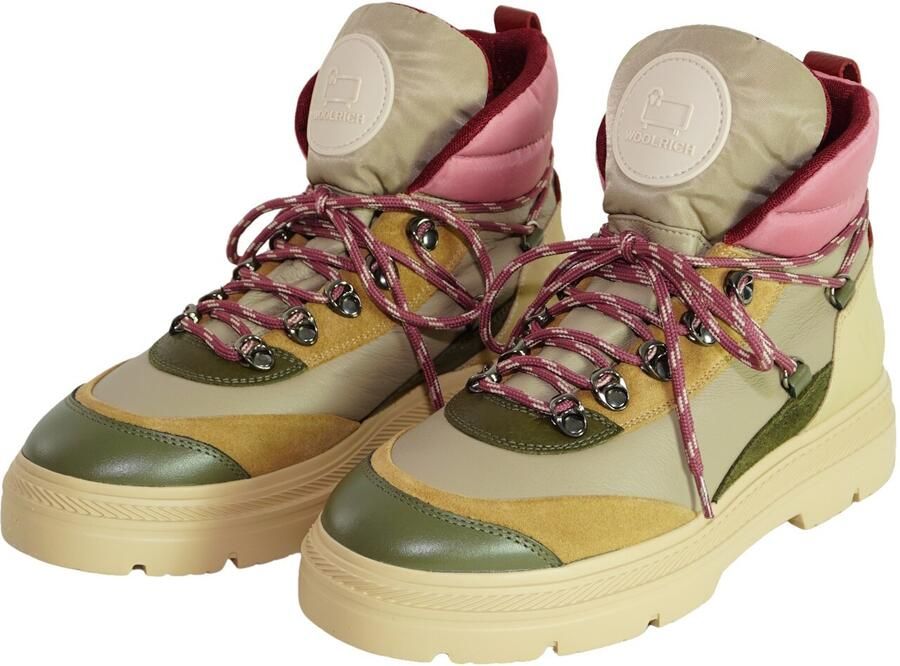 WOOLRICH Veterboots Dames Retro Hiking Boot Gum Leer Groen - Foto 5