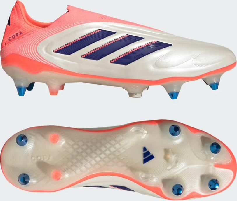 Adidas Copa Pure III Elite Veterloze IJzeren-Nop Voetbalschoenen (SG) Gebroken Wit Blauw Roze