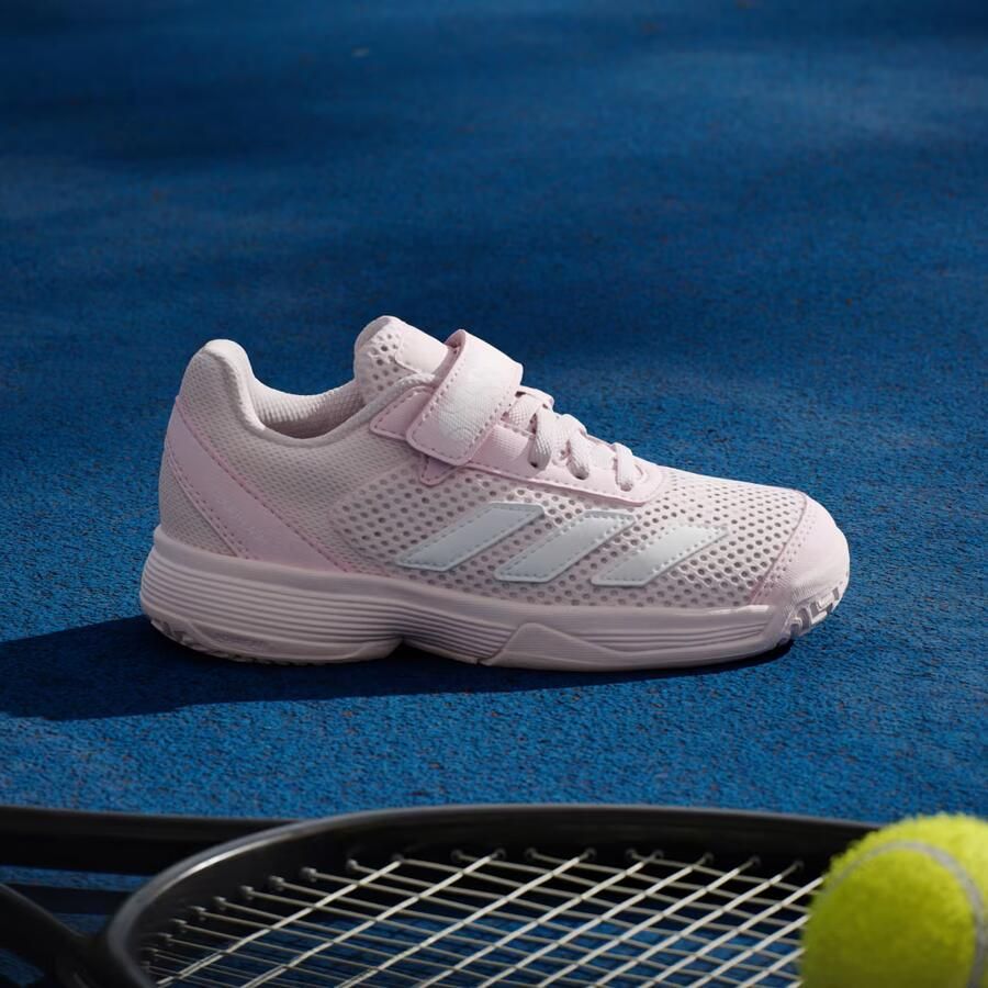 Adidas Perfor ce Courtflash Tennisschoenen Met Klittenband Kids Kinderen Roze - Foto 3