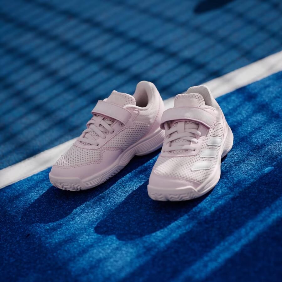 Adidas Perfor ce Courtflash Tennisschoenen Met Klittenband Kids Kinderen Roze - Foto 5