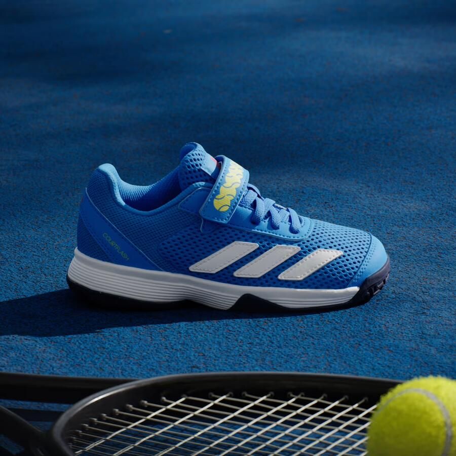 Adidas Perfor ce Courtflash Tennisschoenen Met Klittenband Kids Kinderen Blauw - Foto 3