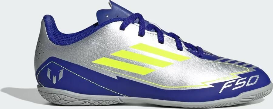 Adidas Perfor ce F50 Club Messi Junior zaalvoetbalschoenen zilver metallic kobaltblauw geel - Foto 8