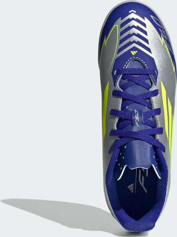 Adidas Perfor ce F50 Club Messi Junior zaalvoetbalschoenen zilver metallic kobaltblauw geel - Foto 4