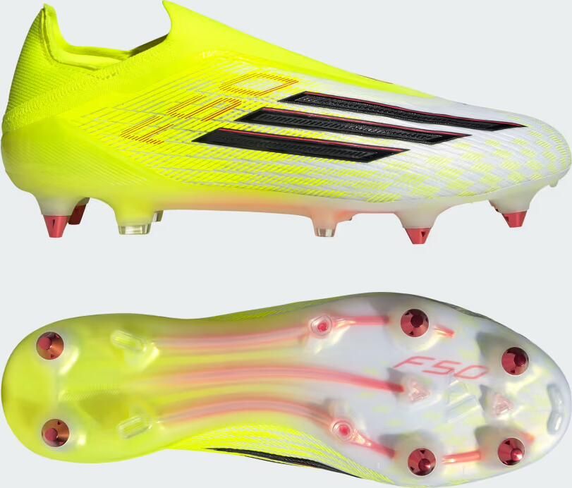 Adidas F50 Elite Veterloze IJzeren-Nop Voetbalschoenen (SG) Neongeel Zwart Rood