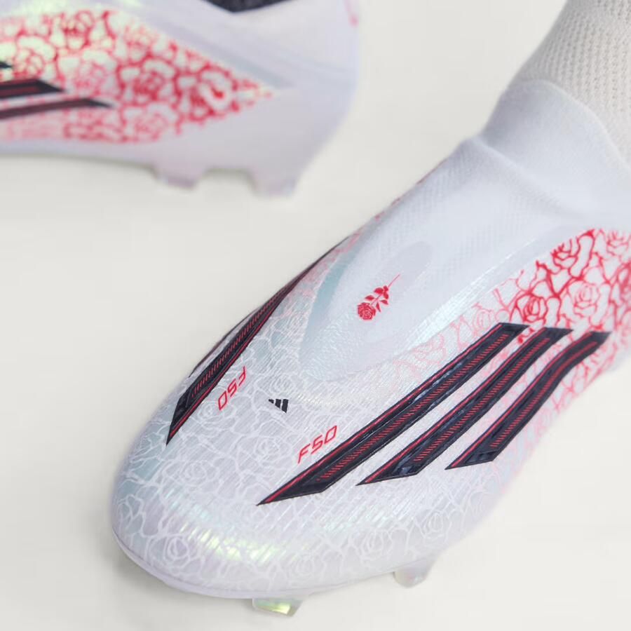 Adidas F50 Lamine Yamal Elite Veterloze Gras Voetbalschoenen (FG) Wit Felrood Zwart - Foto 4