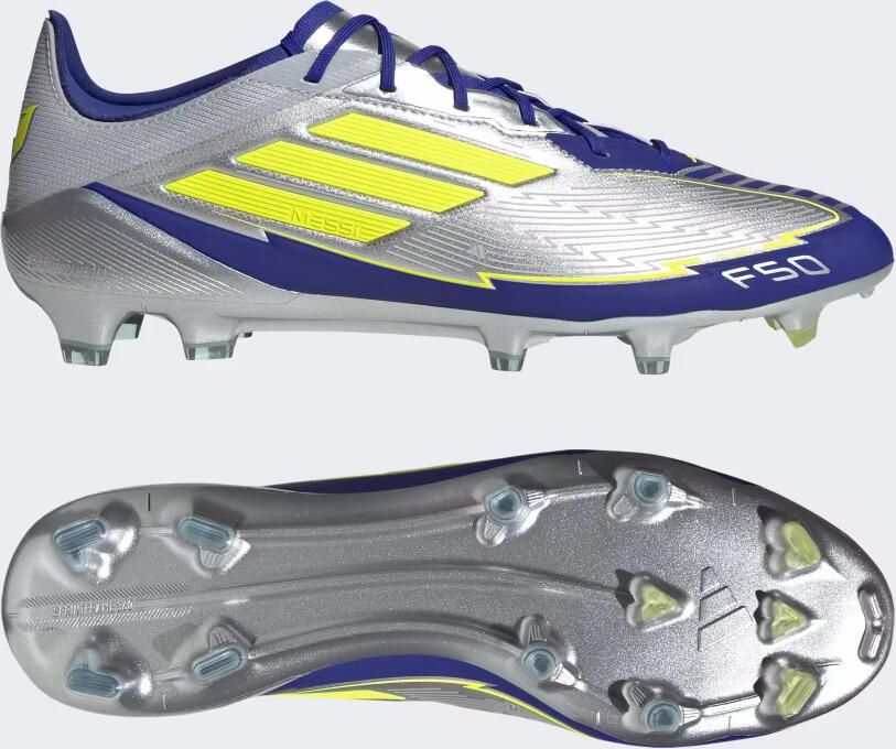 Adidas F50 Messi Elite Gras Voetbalschoenen (FG) Zilver Donkerblauw Geel - Foto 2