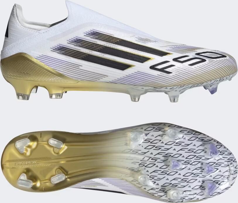 Adidas F50 Elite Veterloze Gras Voetbalschoenen (FG) Wit Zwart Goud