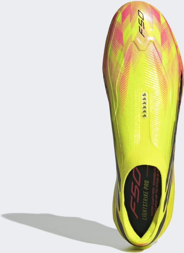 Adidas F50 Hyperfast Elite Too Light Veterloze Gras Voetbalschoenen (FG) Neongeel Zwart Roze - Foto 2