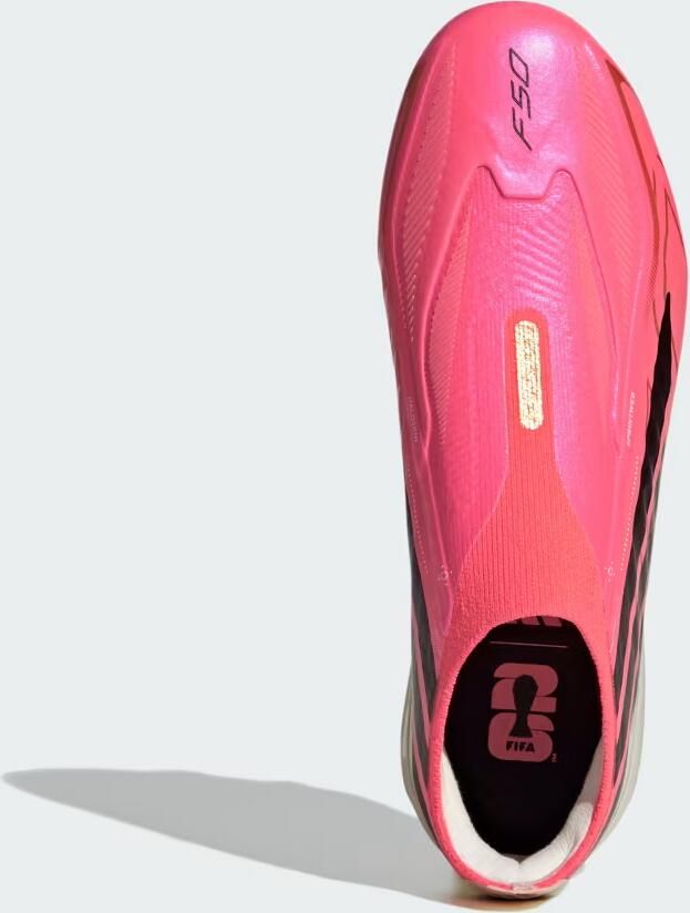 Adidas F50 Hyperfast Elite Veterloze Gras Voetbalschoenen (FG) Kids Felroze Zwart Goud Wit - Foto 3