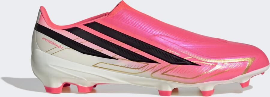 Adidas F50 Hyperfast League Veterloze Gras Voetbalschoenen (FG) Felroze Zwart Goud Wit