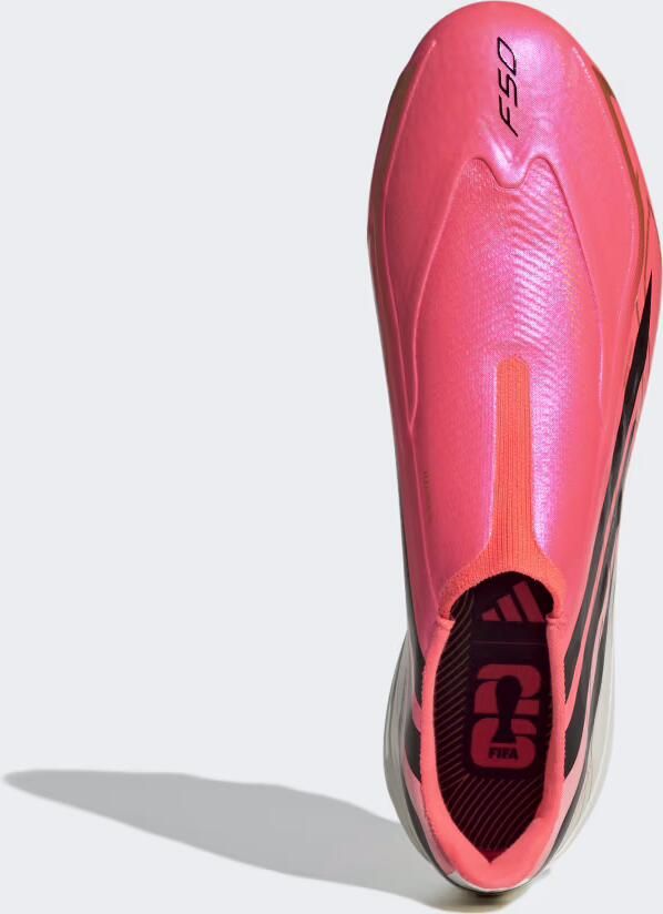 Adidas F50 Hyperfast League Veterloze Gras Voetbalschoenen (FG) Felroze Zwart Goud Wit - Foto 2