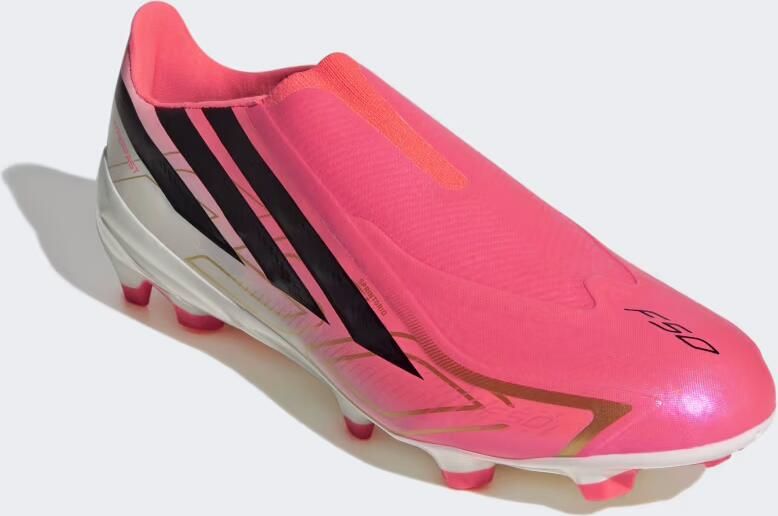 Adidas F50 Hyperfast League Veterloze Gras Voetbalschoenen (FG) Felroze Zwart Goud Wit - Foto 6