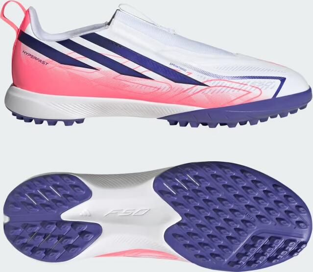 Adidas F50 Hyperfast League Laceless Tf Junioren Voetbalschoenen Wit 2 3 Kinderen - Foto 2