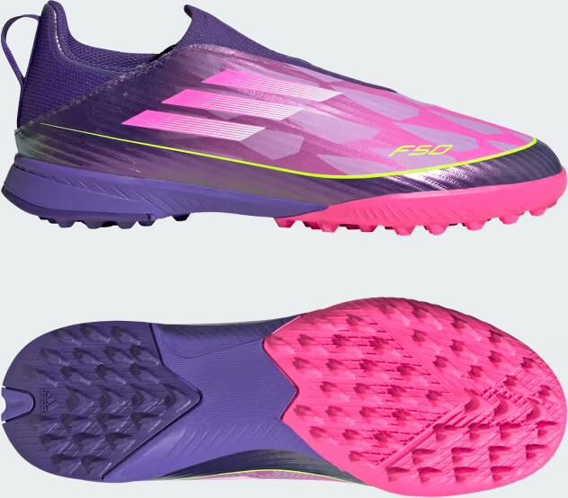 Adidas Perfor ce F50 LEAGUE Laceless Turf Voetbalschoenen Kids Kinderen Paars