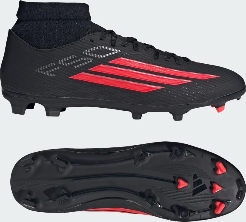 Adidas F50 League Mid Gras Kunstgras Voetbalschoenen (MG) Zwart Rood Donkergrijs - Foto 4