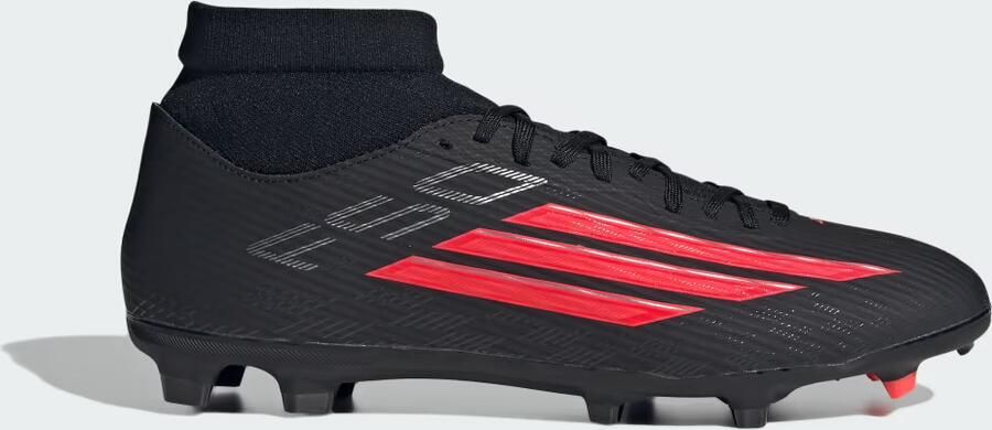 Adidas F50 League Mid Gras Kunstgras Voetbalschoenen (MG) Zwart Rood Donkergrijs