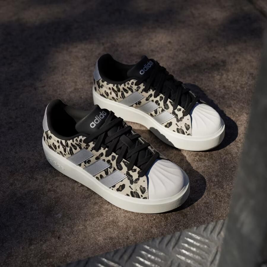 Adidas Sportswear Streettalk Bold imitatieleren sneakers met panterprint beige zwart - Foto 9