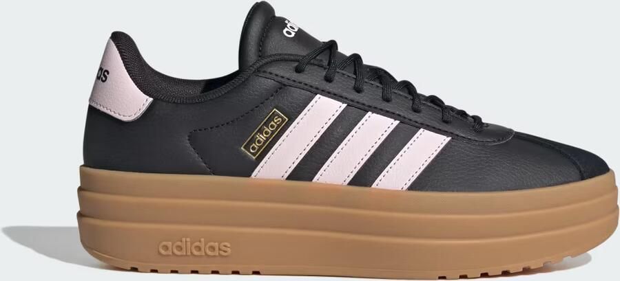 Adidas Sportswear VL Court Bold leren suède sneakers met plateauzool zwart lichtroze - Foto 4