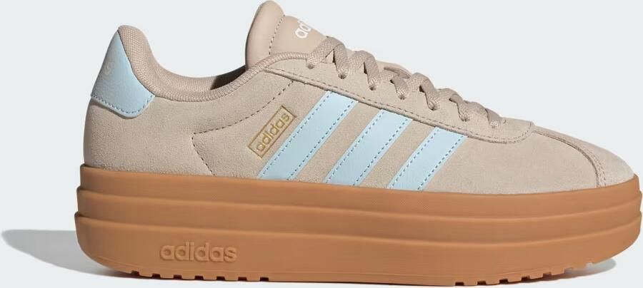 Adidas Sportswear VL Court Bold leren suède sneakers met plateauzool beige lichtblauw - Foto 9