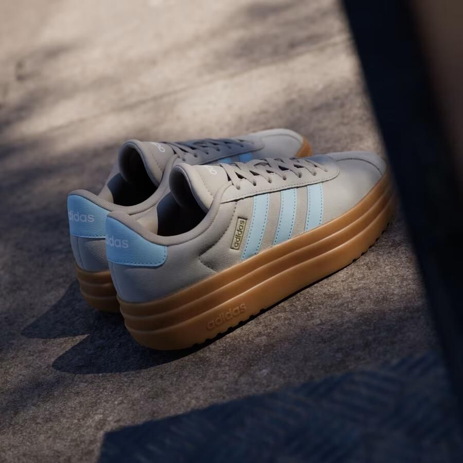 Adidas Sportswear VL Court Bold leren suède sneakers met plateauzool beige lichtblauw - Foto 13