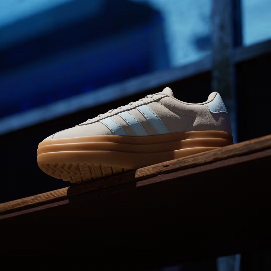 Adidas Sportswear VL Court Bold leren suède sneakers met plateauzool beige lichtblauw - Foto 14