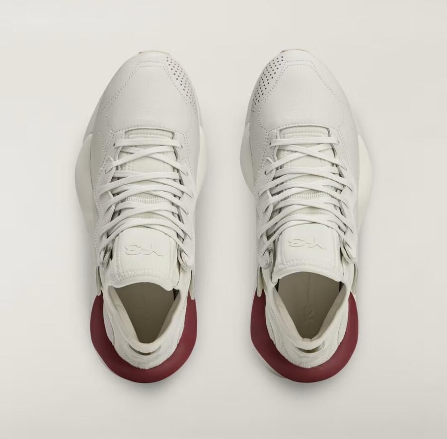 Y-3 Grijze Leren Sneakers met Gevormde Zool - Foto 7