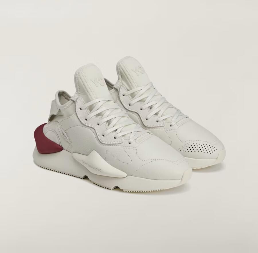 Y-3 Grijze Leren Sneakers met Gevormde Zool - Foto 9
