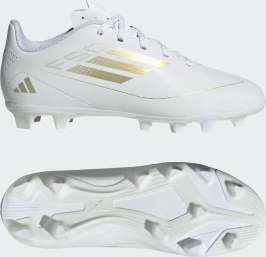 Adidas F50 Club Gras Kunstgras Voetbalschoenen (FxG) Kids Wit Goud - Foto 3