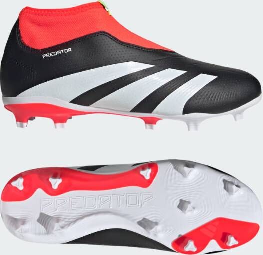 Adidas Predator League Laceless FG Junior Core Black Cloud White Solar Red Core Black Cloud White Solar Red