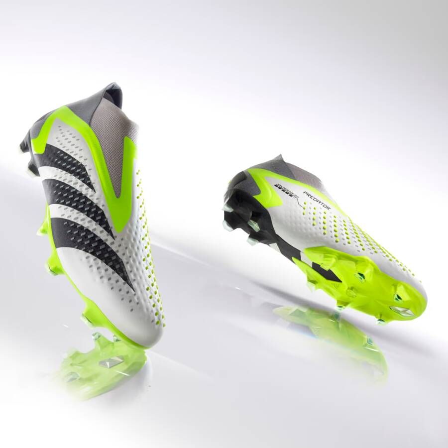 Adidas Predator Accuracy+ Veterloze Gras Voetbalschoenen (FG) Wit Grijs Felgeel Zwart