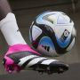 Adidas Predator Accuracy+ Veterloze Gras Voetbalschoenen (FG) Zwart Wit Roze - Thumbnail 4