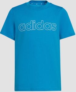 Adidas linear performance shirt blauw kinderen