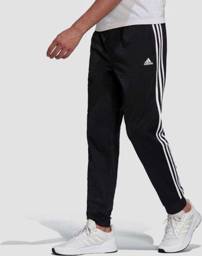 Adidas warm up tricot tapered 3 stripes joggingbroek zwart heren