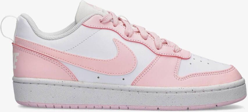 Nike court borough low recraft sneakers wit roze kinderen