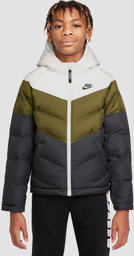 Nike sportswear synthetic fill winterjas zwart groen kinderen