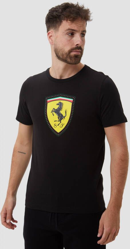 Puma scuderia ferrari race colored big shield shirt zwart heren