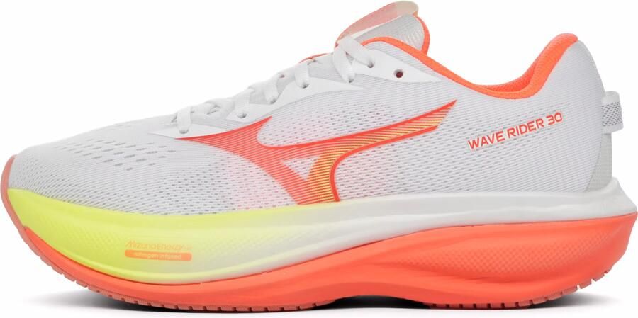 Mizuno Women Wave Rider 30 Hardloopschoen J1GM262071 White Flamingo Coarl Lime Plump - Foto 3
