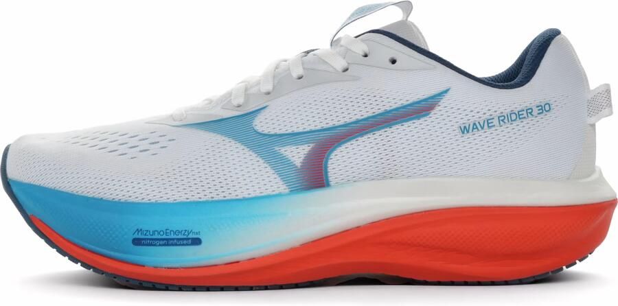 Mizuno Unisex Wave Rider 30 Hardloopschoen J1GM262051 White Blue Jewel Orange - Foto 2