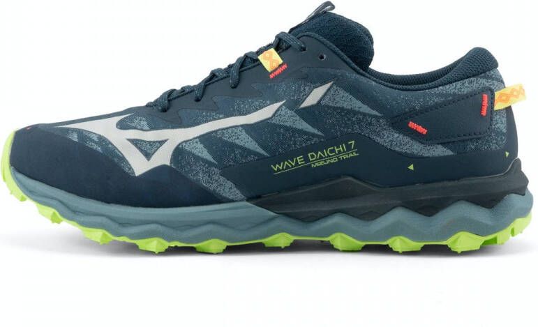 Mizuno Wave Daichi 7 Trailrunningschoenen Orion Blue Misty Blue Neo Lime Heren - Foto 3