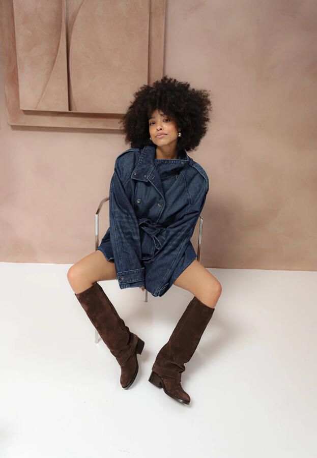 Babouche Aysha dark brown Suede Dames - Foto 2