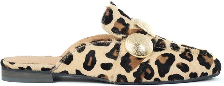 Babouche LARA leopard muiltjes Leer Dames