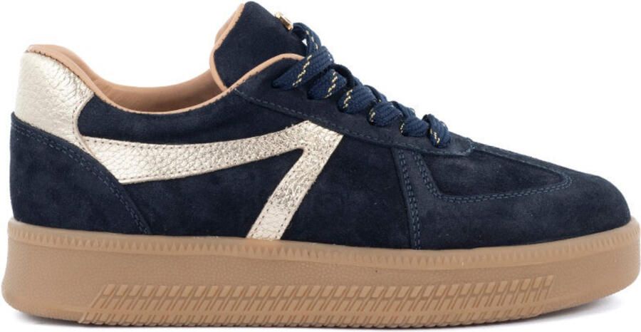 Babouche Liva sneakers navy gold Suede Dames