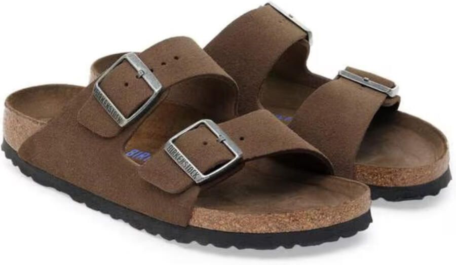 Birkenstock Platte sandalen Arizona Soft Footbed Suede Narrow Dark Tea Tonal - Foto 13