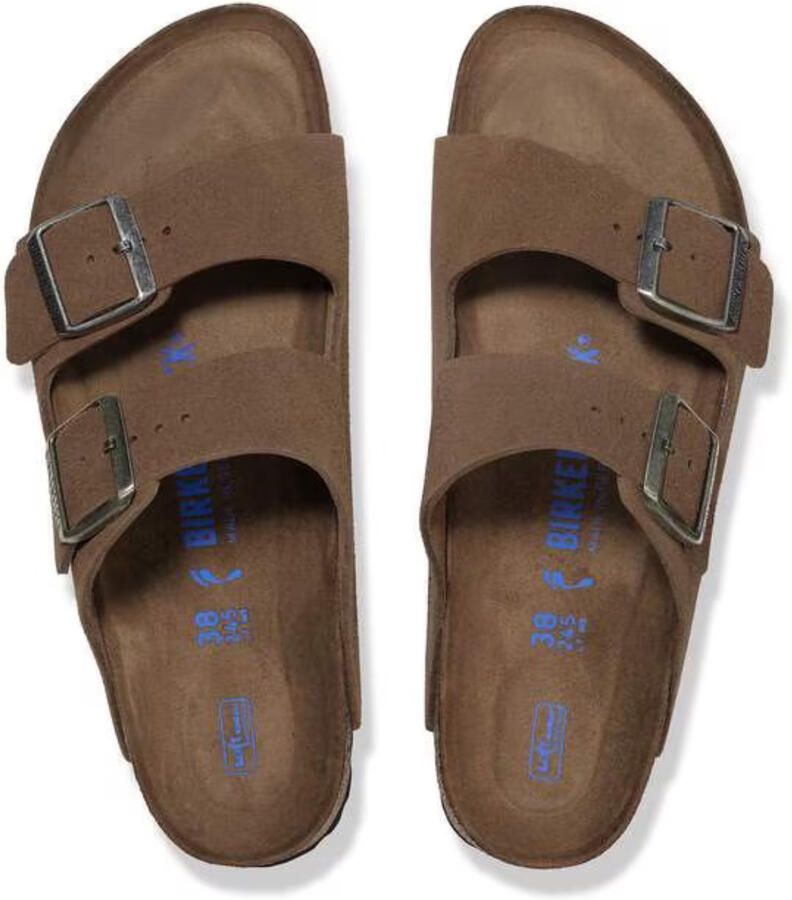 Birkenstock Platte sandalen Arizona Soft Footbed Suede Narrow Dark Tea Tonal - Foto 8