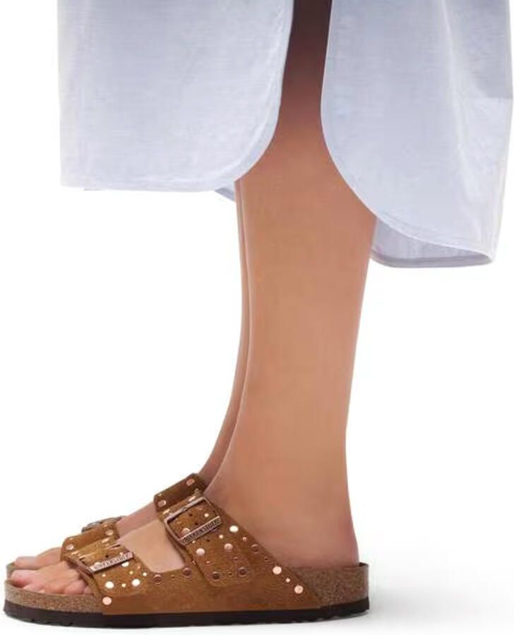 BIRKENSTOCK Teenslippers Dames Arizona Rivet Border Maat: 35 Materiaal: Suède Kleur: Camel - Foto 6